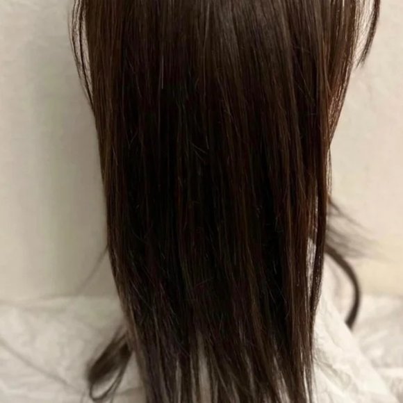HAND TIED Belle Tress Wig “Tea Leaf Layer” Dark Brown Full Mono - Picture 2 of 6